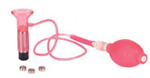 Clitoral Vibrating Pump Clear Pink with Batteries